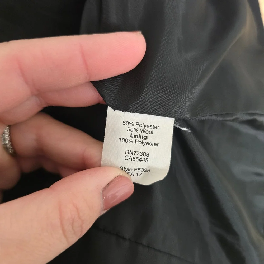 J Crew Black Wool Blend‎ Funnel Neck Coat Jacket Size 6